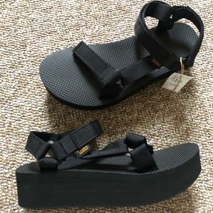 Black Platform Tevas NWT